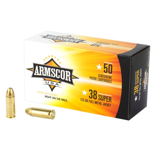 Armscor, 38 Super, 125 Grain, Full Metal Jacket, 50 Round Box