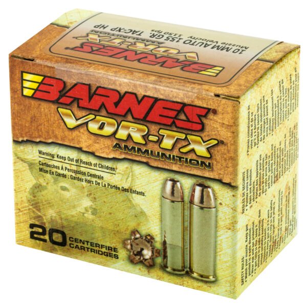 Barnes, VOR-TX, 10MM, 155 Grain, XPB, Jacketed Hollow Point, Lead Free, 20 Round Box