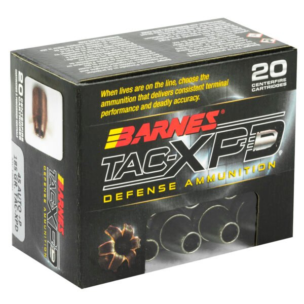 BB21555_2_HR Barnes, TAC-XPD, 45ACP+P, 185 Grain, TAC-XP, Hollow Point, Lead Free, 20 Round Box