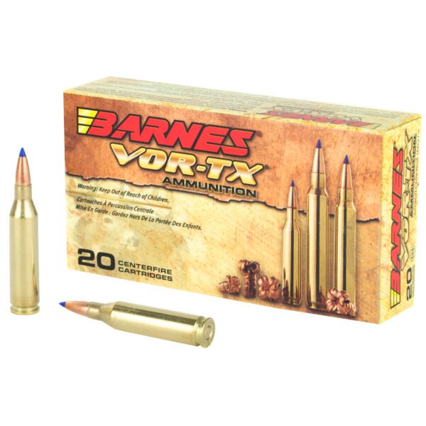 Barnes, VOR-TX, 243WIN, 80 Grain, Tipped Triple Shock X, Boat Tail, Lead Free, 20 Round Box