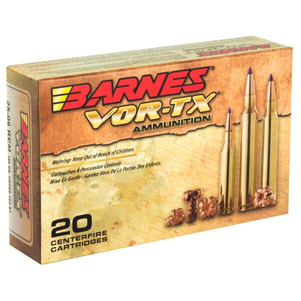 Barnes, VOR-TX, 25-06 Rem, 100 Grain, Tipped Triple Shock X, Lead Free, 20 Round Box