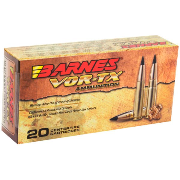 Barnes, VOR-TX, 300AAC Blackout, 110 Grain, Tipped Triple Shock X, Flat Base, Lead Free, 20 Round Box