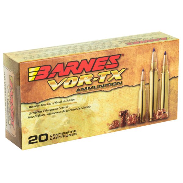 Barnes, VOR-TX, 300WSM, 165 Grain, Tipped Triple Shock X, Boat Tail, Lead Free, 20 Round Box, California Certified Nonlead Ammunition