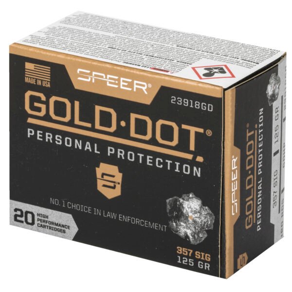 CCI23918GD_3_HR Speer Ammunition, Speer Gold Dot, 357 SIG, 125 Grain, Hollow Point