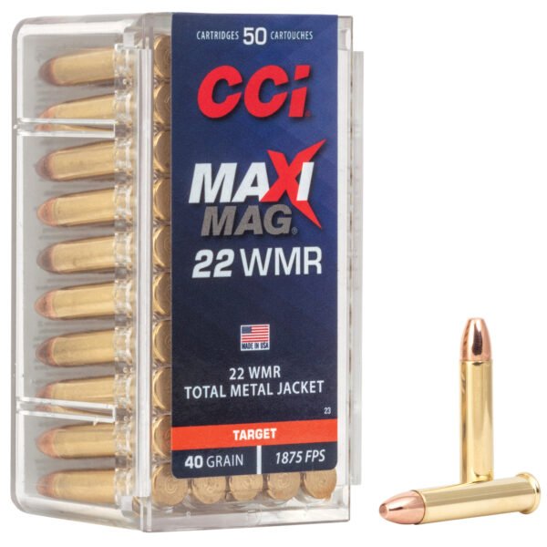 CCI Ammunition, Maxi-Mag, 22WMR, 40 Grain, Total Metal Jacket, 50 Round Box