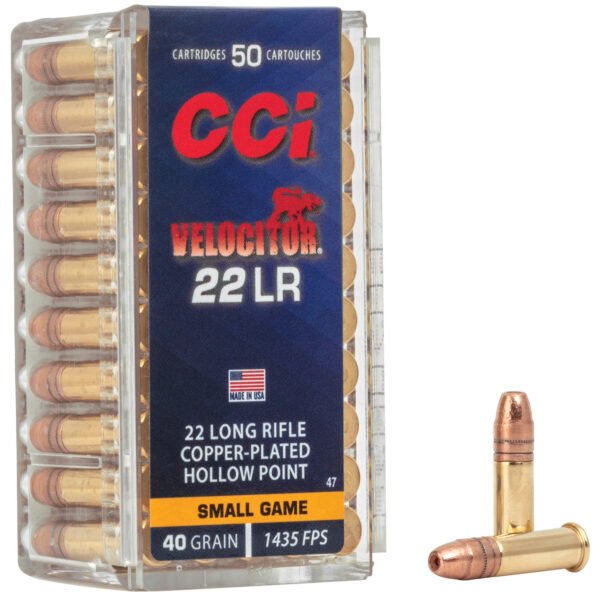 CCI Ammunition, Velocitor, 22LR, 40 Grain, Gilded Lead Hollow Point