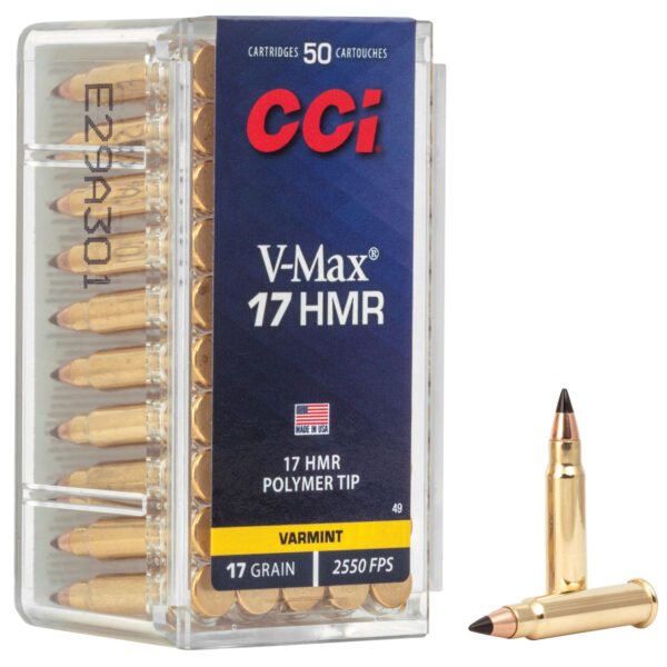 CCI Ammunition, V-Max, 17HMR, 17 Grain, Poly Tip, 50 Round Box