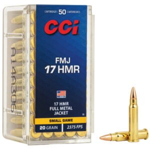 CCI Ammunition, Hunting, 17HMR, 20 Grain, Full Metal Jacket, 50 Round Box