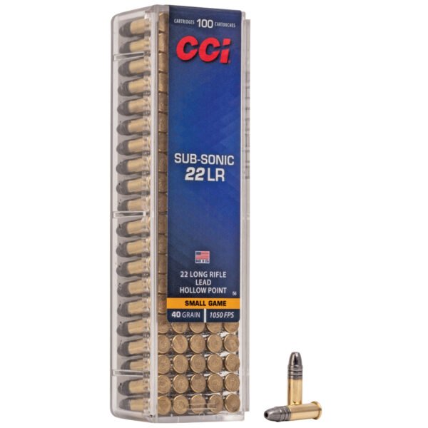 CCI Ammunition, Subsonic, 22LR, 40 Grain, Lead Hollow Point, 100 Round Box