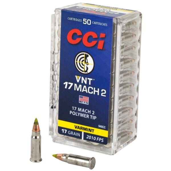 CCI Ammunition, Mach 2, 17 Hornady Mach 2, 17 Grain, Varmint Tip, 50 Round Box