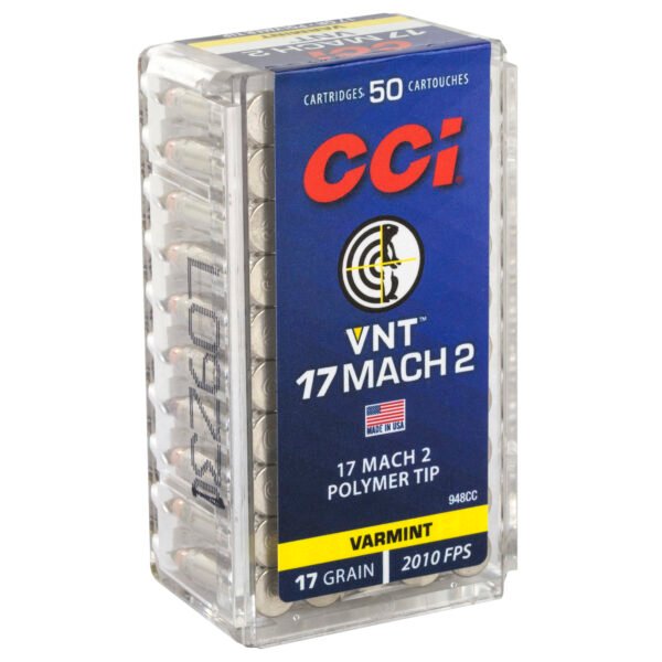 CCI Ammunition, Mach 2, 17 Hornady Mach 2, 17 Grain, Varmint Tip, 50 Round Box