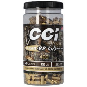 CCI Ammunition, Clean-22, 22LR, 40 Grain, Polycoated Round Nose, 400 Rounds