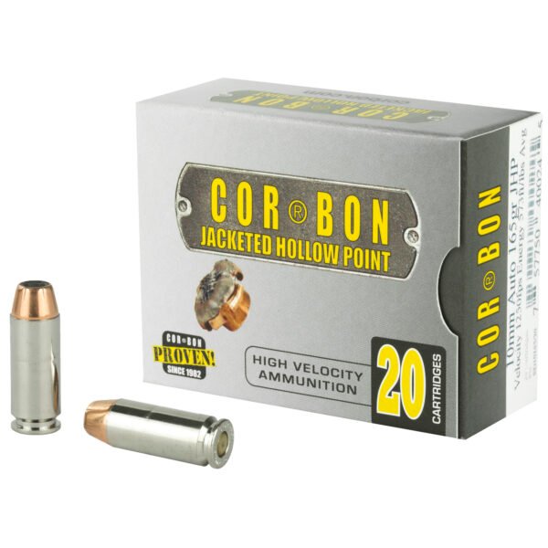 Corbon Ammo, Self Defense, 10MM, 165 Grain, Jacketed Hollow Point, 20 Round Box