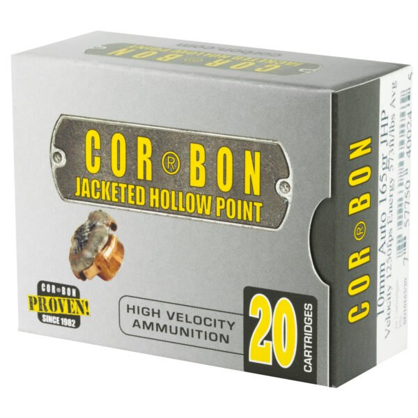 Corbon Ammo, Self Defense, 10MM, 165 Grain, Jacketed Hollow Point, 20 Round Box