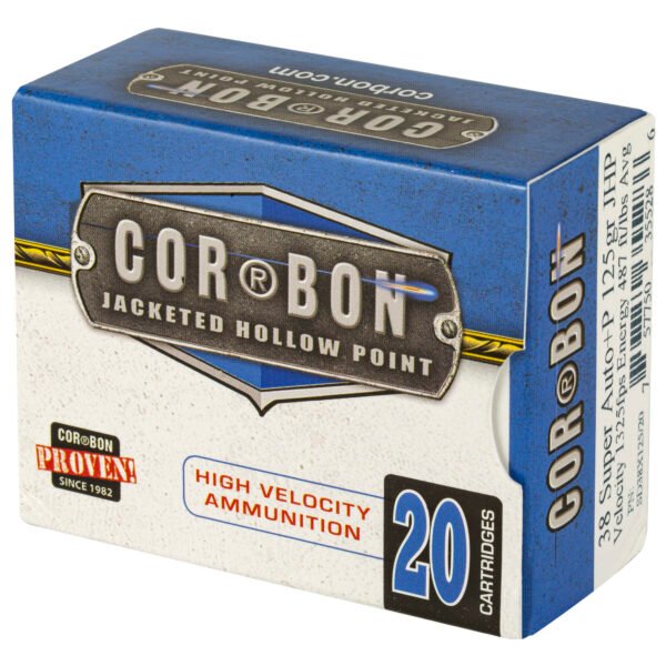 Corbon Ammo, Self Defense, 38 Super, 125 Grain, Jacketed Hollow Point, +P