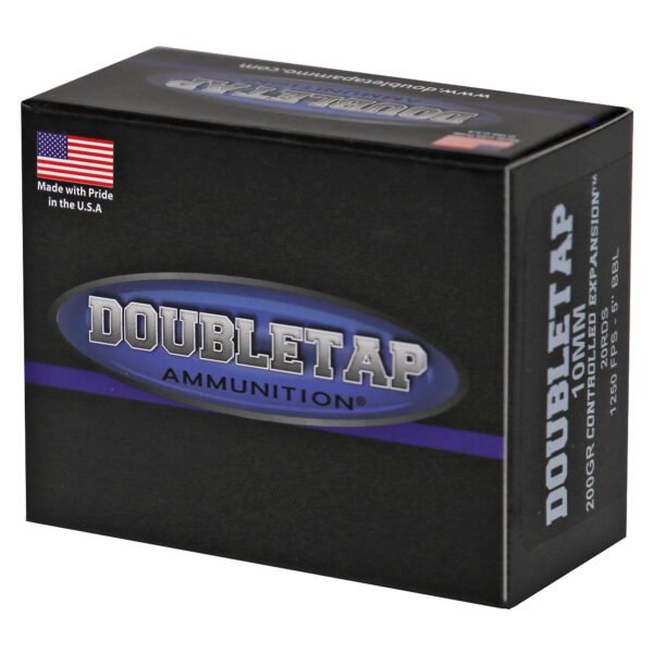 DoubleTap Ammunition, Controlled Expansion, 10MM, 200Gr, Jacketed Hollow Point, 20 Round Box