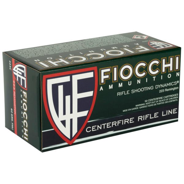 Fiocchi Ammunition, Rifle, 223 Remington, 62 Grain, Full Metal Jacket Boat Tail