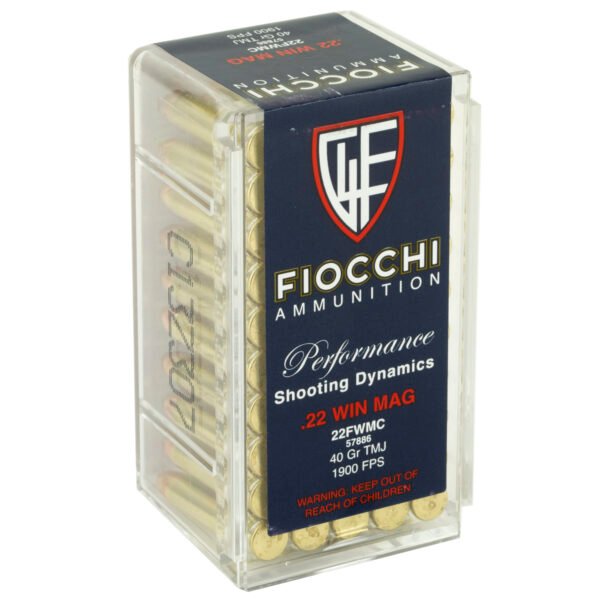 F22FWMC_2_HR Fiocchi Ammunition, Rimfire, 22WMR, 40 Grain, Full Metal Jacket