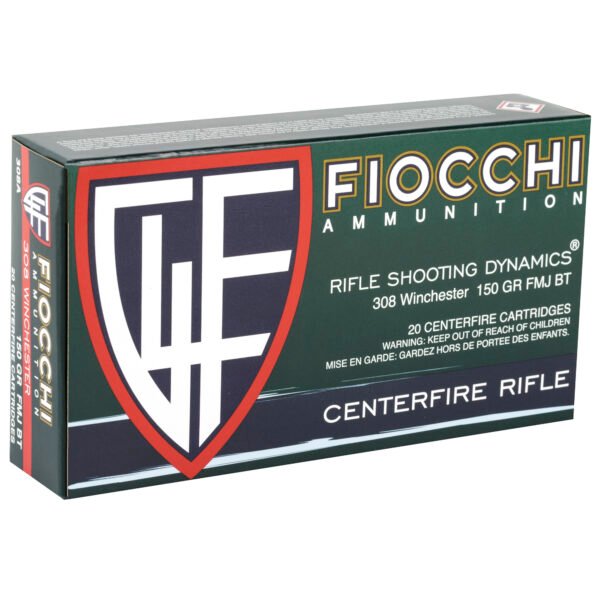 Fiocchi Ammunition, Rifle, 308 Winchester, 150 Grain, Full Metal Jacket Boat Tail