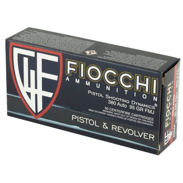 Fiocchi Ammunition, Centerfire Pistol, 380ACP, 95 Grain, Full Metal Jacket