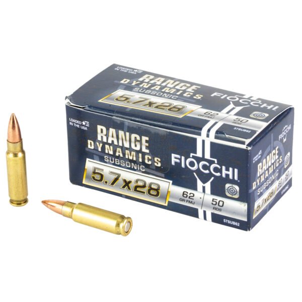 F57SUB652_1_HR Fiocchi Ammunition, Range Dynamics, 5.7X28MM, 62Gr, Full Metal Jacket