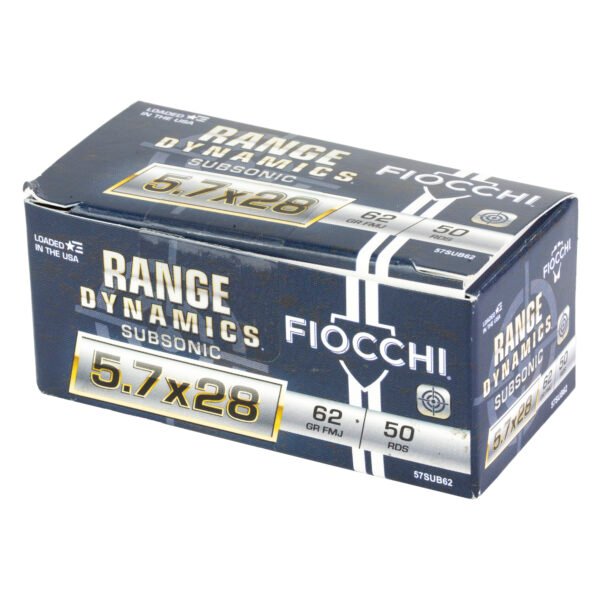 F57SUB652_3_HR Fiocchi Ammunition, Range Dynamics, 5.7X28MM, 62Gr, Full Metal Jacket