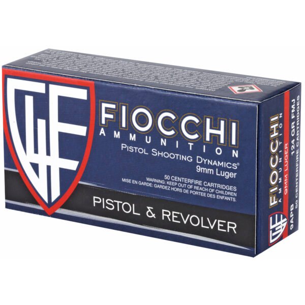 F9APB_3_HR Fiocchi Ammunition, Centerfire Pistol, 9MM, 124 Grain, Full Metal Jacket