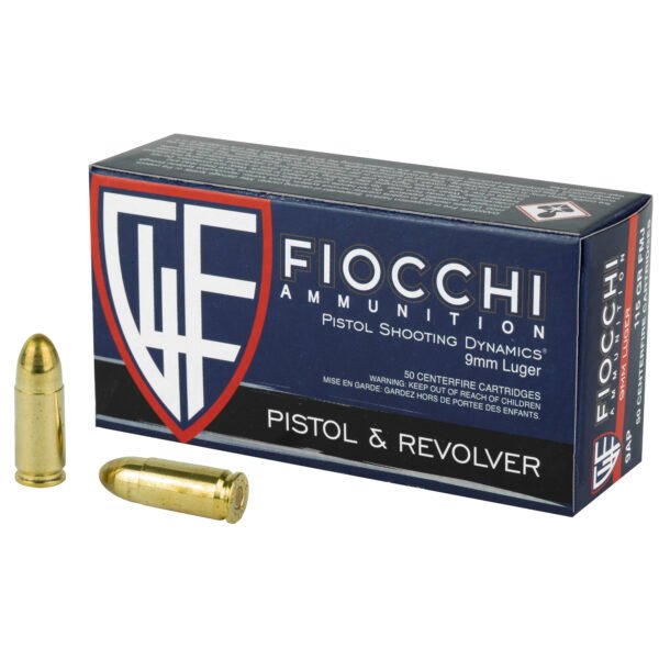 Fiocchi Ammunition, Centerfire Pistol, 9MM, 115 Grain, Full Metal Jacket