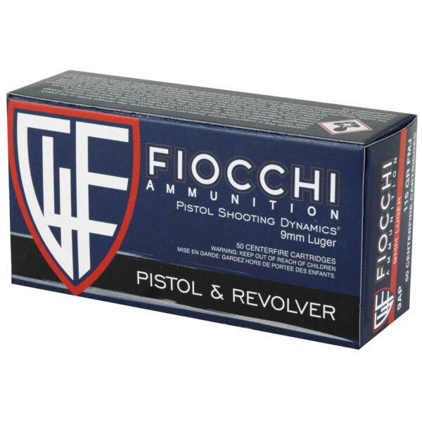 Fiocchi Ammunition, Centerfire Pistol, 9MM, 115 Grain, Full Metal Jacket