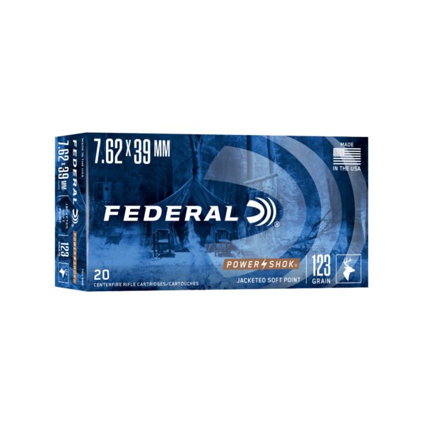 FE76239B_1_HR Federal, PowerShok, 7.62X39, 123 Grain, Soft Point, 20 Round Box