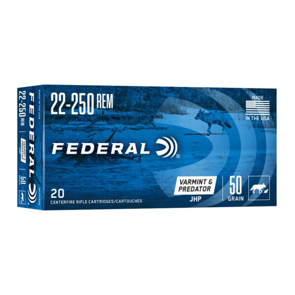 Federal, American Eagle, 22-250, 50 Grain, Jacketed Hollow Point, 20 Round Box