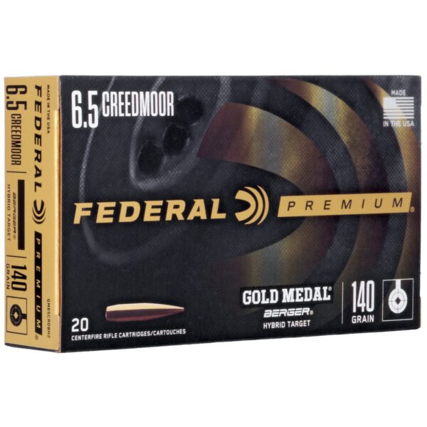 FEGM65CRDBH2_1_HR Federal, Gold Medal, 6.5 Creedmoor, 140 Grain, Berger Hybrid Target