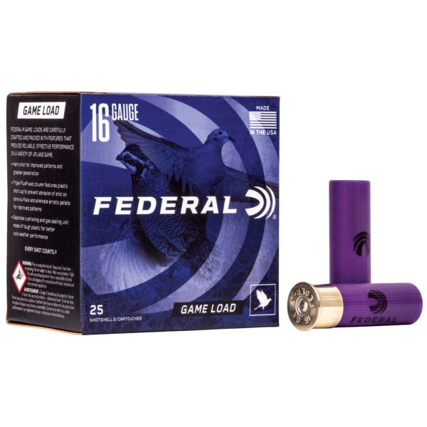 FEH1608_1_HR Federal, Game Load, 16 Gauge 2.75", #8, 1oz, 25 Round Box