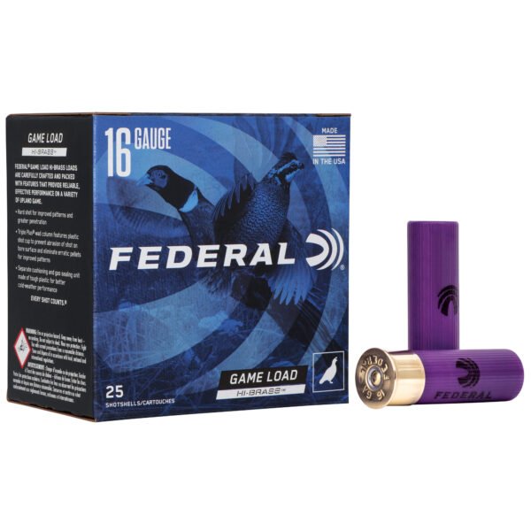 Federal, Game Load, Hi-Brass, 16 Gauge, 2.75", #6, 3 1/4 Dram, 1 1/8 oz, Shot, 25 Round Box