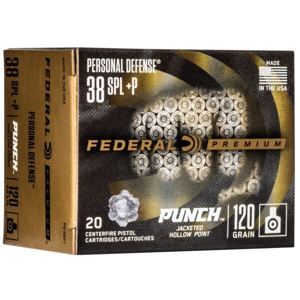 Federal, Premium, Punch, 38 Special, 120 Grain, Jacketed Hollow Point, 20 Round Box