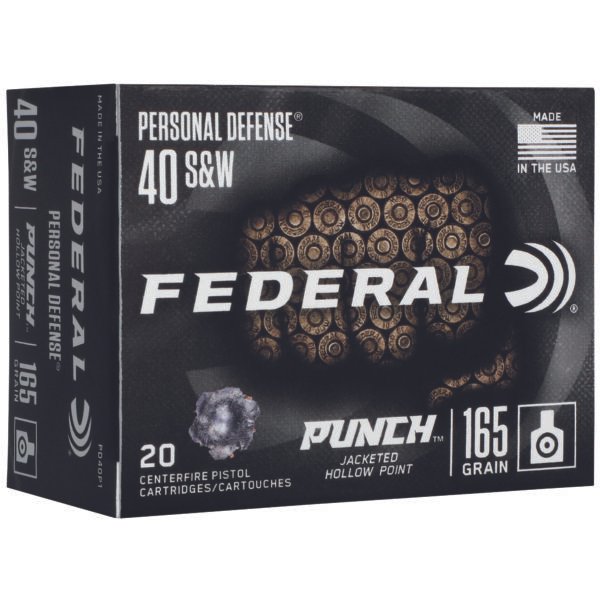 Federal, Premium, Punch, 40 S&W, 165 Grain, Jacketed Hollow Point