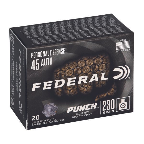 FEPD45P1_1_HR Federal, Personal Defense, Punch, 45 ACP, 230Gr, Jacketed Hollow Point