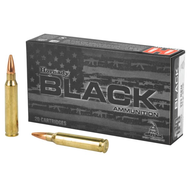 Hornady, BLACK, 223 Remington, 75 Grain, Boat Tail Hollow Point