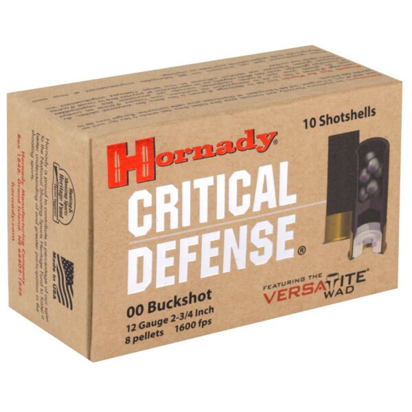 Hornady, Critical Defense, 12 Gauge, 2.75", 00 Buck, Buckshot, 10 Round Box