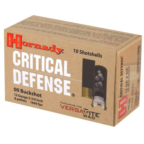 Hornady, Critical Defense, 12 Gauge, 2.75", 00 Buck, Buckshot, 10 Round Box