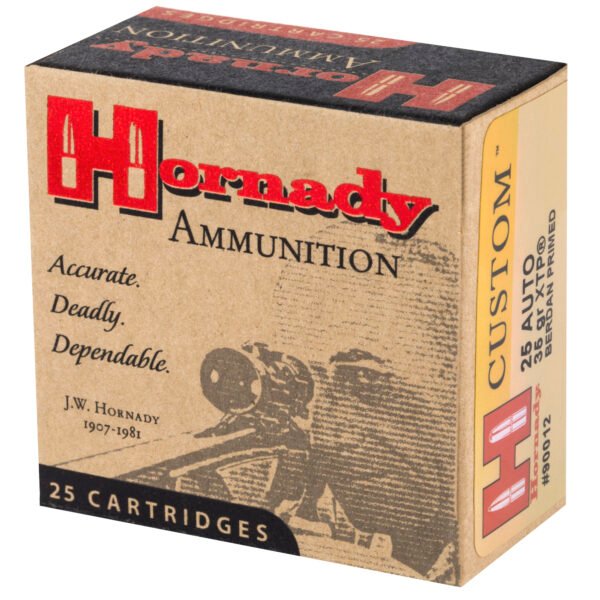 Hornady, Custom, Self Defense, 25ACP, 35 Grain, XTP, 25 Round Box