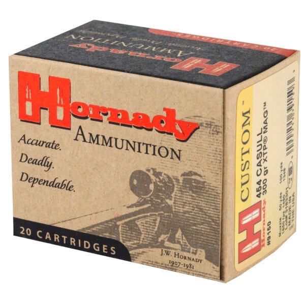 Hornady, Custom, 454 Casull, 300 Grain, Jacketed Hollow Point, 20 Round Box
