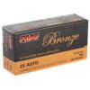 PMC Ammunition, Bronze, 25 ACP, 50 Grain, Full Metal Jacket, 50 Round Box