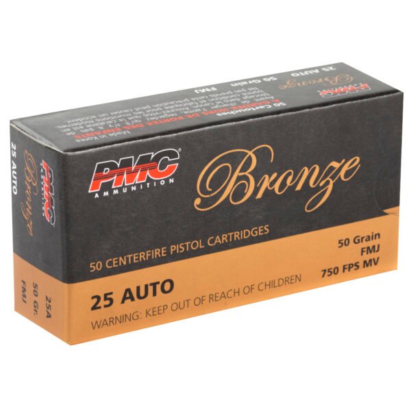 PMC Ammunition, Bronze, 25 ACP, 50 Grain, Full Metal Jacket, 50 Round Box