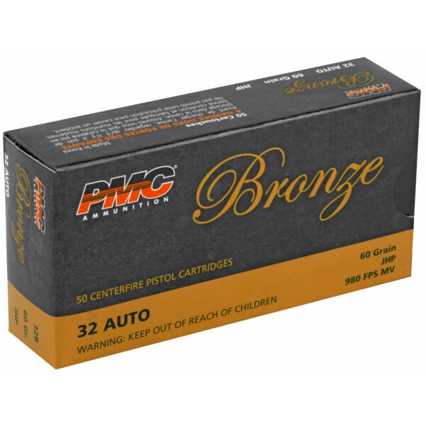 PMC Ammunition, Bronze, 32ACP, 60 Grain, Jacketed Hollow Point