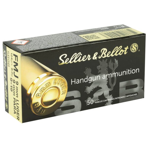 SB9B_2_HR Sellier & Bellot, Pistol, 9MM, 124 Grain, Full Metal Jacket
