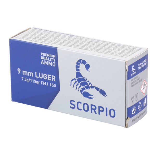 STVS9MM115F_3_HR STV Technology, Scorpio Ammo, 9MM, 115 Grain, Full Metal Jacket