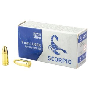 STVS9MM124F_1_HR STV Technology, Scorpio Ammo, 9MM, 124 Grain, Full Metal Jacket