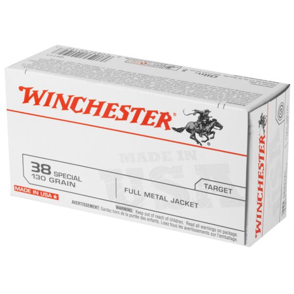 WNQ4171BX_3_HR Winchester Ammunition, USA, 38 Special, 130 Grain, Full Metal Jacket