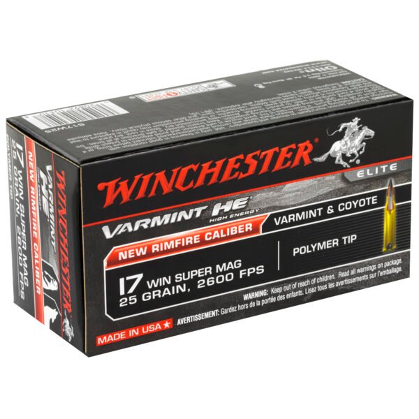 WNS17W25_2_HR Winchester Ammunition, Varmint HE, 17WSM, 25 Grain, Polymer Tip